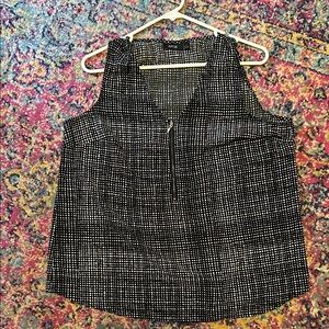 Apt. 9 Black and White Zip-Front Blouse